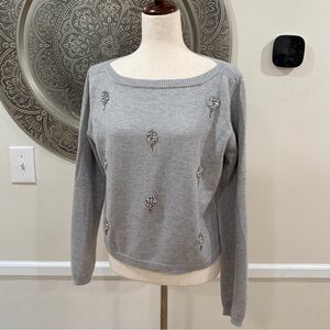 Muche Muchette gray sweater with beaded front - One Size